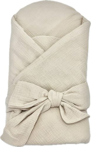 Kókuszpólya – Bézs muszlin, 75×75 cm – Természetes pamut, kókuszbetéttel – Zsebi Baba Shop