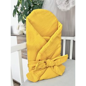 Mustársárga muszlin kókuszpólya – 75x75 cm-es természetes kuckó újszülötteknek – Zsebi Baba Shop