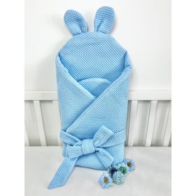 Babakék waffle kókuszpólya – 75x75 cm, kivehető kókuszbetéttel, újszülötteknek – Zsebi Baba Shop