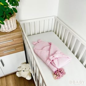 Kókuszpólya rózsaszín waffle pamutból – 75x75 cm, bababiztonság és kényelem újszülötteknek – Zsebi Baba Shop