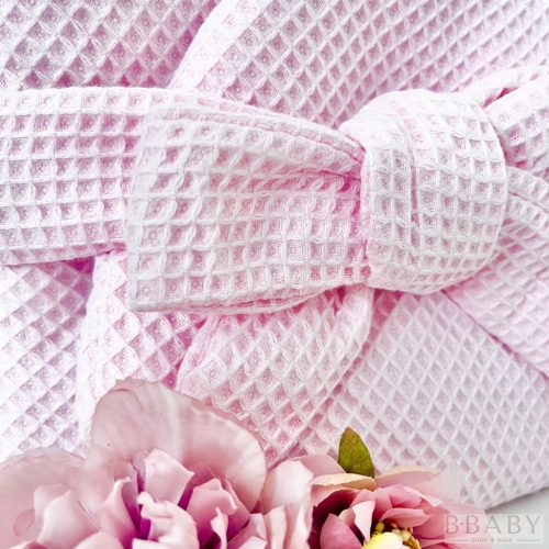 Kókuszpólya rózsaszín waffle pamutból – 75x75 cm, bababiztonság és kényelem újszülötteknek – Zsebi Baba Shop