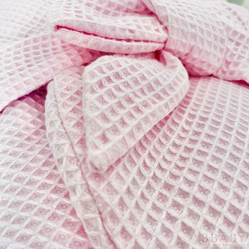 Kókuszpólya rózsaszín waffle pamutból – 75x75 cm, bababiztonság és kényelem újszülötteknek – Zsebi Baba Shop