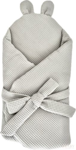 Kókuszpólya – Szürke waffle pamut, 75X75 cm – Uniszex, biztonsági csattal, kókuszbetéttel – Zsebi Baba Shop