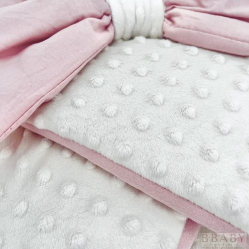 Kókuszpólya – Rachel púder pamut és krém minky, 80×80 cm – Kislányoknak, kókuszbetéttel és masnival – Zsebi Baba Shop