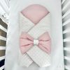 Kókuszpólya – Rachel púder pamut és krém minky, 80×80 cm – Kislányoknak, kókuszbetéttel és masnival – Zsebi Baba Shop