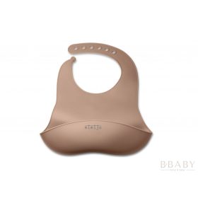 Mimijo szilikon etető előke – Latte – BPA-mentes, mély zsebes babakelengye természetes árnyalatban – Zsebi Baba Shop