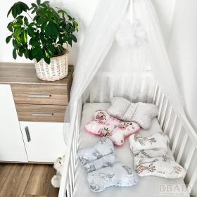 Elizabeth pillangópárna – rózsaszín pamut és szürke minky babapárna fejformázó funkcióval – babatermék 2. kép