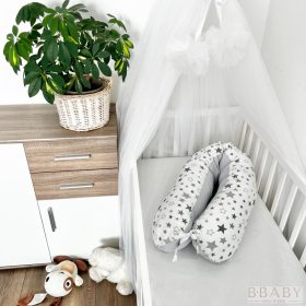 Egyenes vonalú kismamapárna – Little Star – Szürke nyugalom aprócsillagokkal babának és mamának – kismamapárna 2. kép