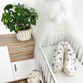 Egyenes vonalú kismamapárna – Dove Grey – Bézs és csillagmintás oldal a kényelmes babázásért – kismamapárna 2. kép
