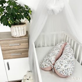 Egyenes vonalú kismamapárna – Bűbájos Berkenye – Rózsaszín harmónia apró virágmintával – kismamapárna 2. kép