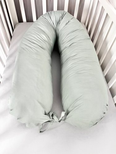 Egyenes vonalú kismamapárna – Olíva zöld, cipzáros, levehető huzattal – kismamapárna 1. kép