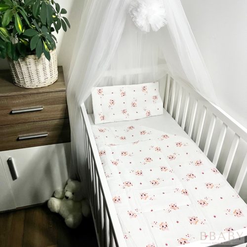 Rózsaszín Felhők – 2 részes babaágynemű szett duplagéz anyagból, 70×90 cm, kislányoknak – Zsebi Baba Shop