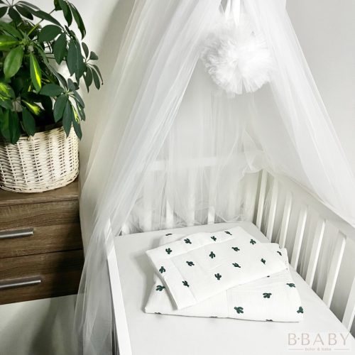 Zöld Kaktuszok – 2 részes babaágynemű szett duplagéz anyagból, 70×90 cm, természetes mintával – Zsebi Baba Shop
