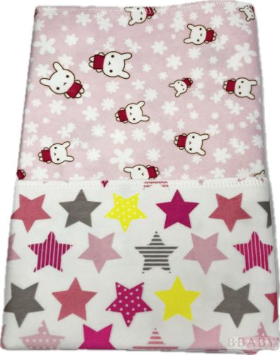 Kétoldalas vízhatlan matracvédő lepedő 40x90 cm – nyuszis és csillagos minta, OEKO-TEX – 1. kép