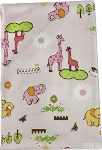 Babarózsaszín vízhatlan matracvédő lepedő 40x90 cm – szafari mintás, OEKO-TEX pamut, gumis sarkakkal – 1. kép