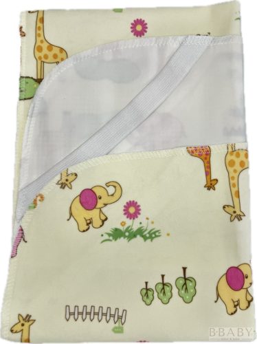 Halványsárga vízhatlan matracvédő lepedő 40x90 cm – szafari mintás, gumis rögzítéssel – 3. kép
