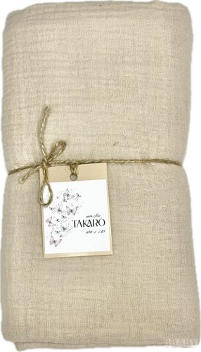 Bézs muszlin takaró – 100×130 cm, 100% pamut duplagéz nyári babatakaró semleges árnyalatban – babatermék 1. kép