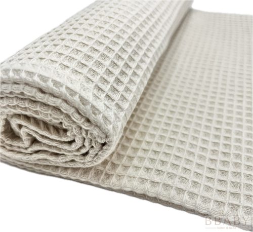 Bézs waffle babatakaró 70x90 cm – 100% pamut, légáteresztő, OEKO-TEX minősített – babatermék 3. kép