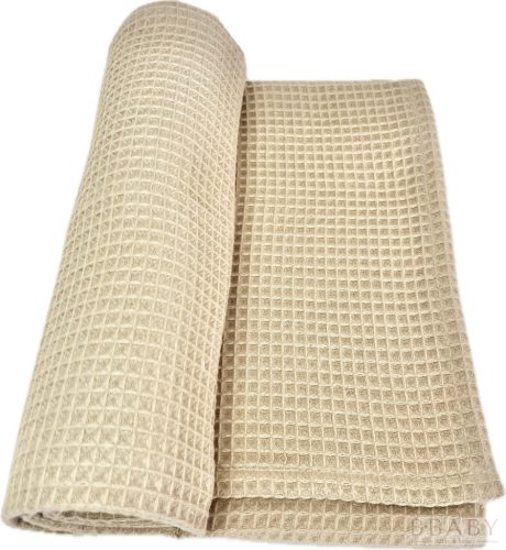 Mogyoró waffle babatakaró – 70x90 cm, természetes pamut takaró babáknak – babatermék 3. kép