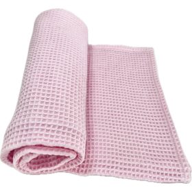 Babarózsaszín waffle babatakaró – 70x90 cm, légáteresztő pamut takaró babáknak – babatermék 2. kép