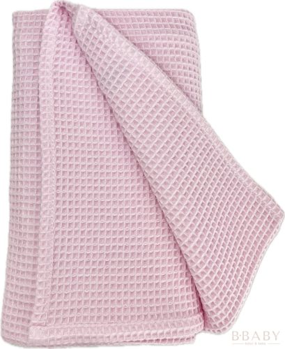 Babarózsaszín waffle babatakaró – 70x90 cm, légáteresztő pamut takaró babáknak – babatermék 3. kép