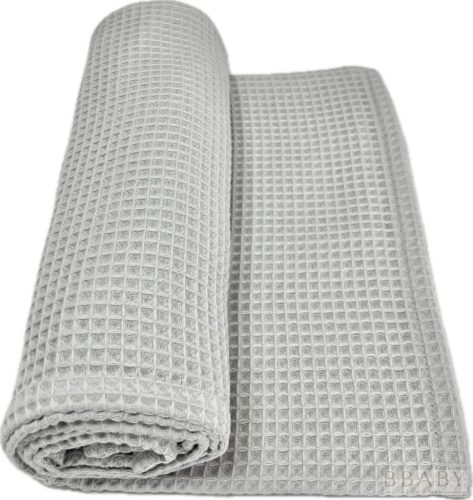 Szürke waffle babatakaró 70x90 cm – OEKO-TEX pamut, hőkiegyenlítő, légies textúra – babatermék 1. kép