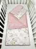 Bbaby 2 részes egybevarrt babaágynemű – Állatbarát Álom, rózsaszín és púder minky, állatmintás pamutvászon – Zsebi Baba Shop