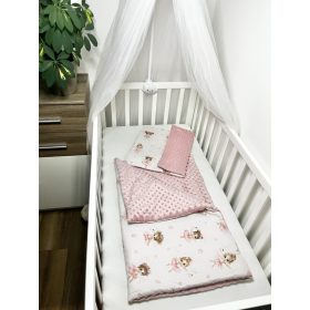 Bbaby 2 részes egybevarrt babaágynemű – Púdertánc minky, balerinás pamutvászon – Zsebi Baba Shop