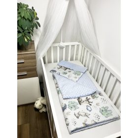Bbaby 2 részes egybevarrt babaágynemű – Sün Balázs és erdei barátai, világoskék minkyvel – Zsebi Baba Shop