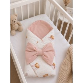 Bbaby kókuszpólya – Csörgős maci pamutvászon masnival  és kivehető kókuszbetét – Zsebi Baba Shop