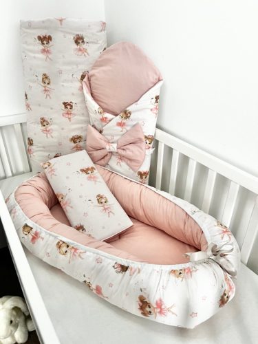 Kókuszpólya – Púder Tánc minta, 75×75 cm – Pamutvászon, kókuszbetéttel – Zsebi Baba Shop