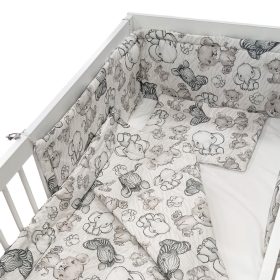 BabaKirály - 3 Részes Ágynemű Szürke Szafari Állatos – Zsebi Baba Shop