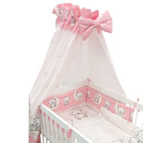 BabaKirály - 4 Részes Ágynemű Maci és Hold Rózsaszín