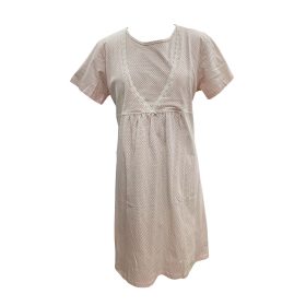 Benter - Csipkés Szoptatós Hálóing Pink-Bézs pöttyös