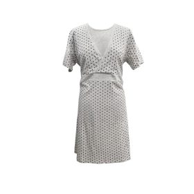   Benter - Csipkés Szoptatós Hálóing Szürke-Fekete pöttyös