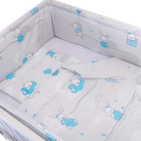   BabaKirály - 3 Részes Ágynemű Nyuszi És Maci Lufikkal-Szürke És Kék