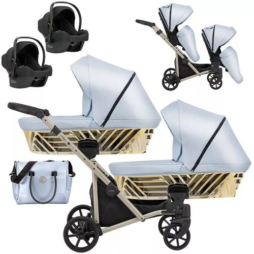 Kunert IVENTO DUO Glam - Eco Baby Blue Metalic Ikerbabakocsi