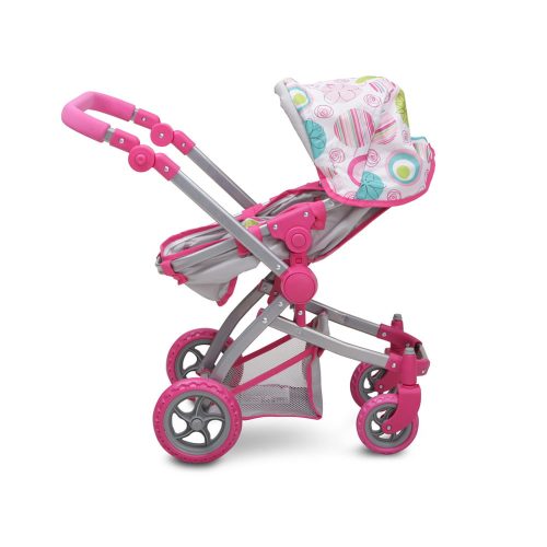 Moni Toys Pink rose játék mózes kosaras babakocsi 