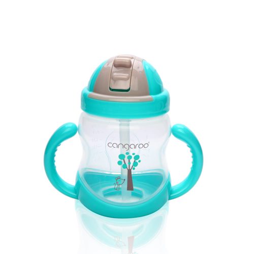 BOO itatópohár szívószállal, fogantyúval 280ml KÉK – Zsebi Baba Shop