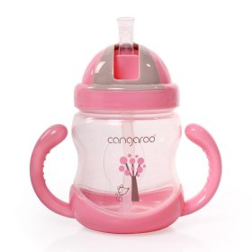 BOO itatópohár szívószállal, fogantyúval 280ml PINK – Zsebi Baba Shop