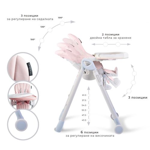 Cangaroo I Eat etetőszék 6-36 hóig 15 kg pink