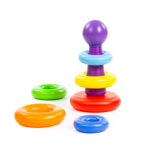 POLESIE 62383 piramis színes karikák LILA gomb – Zsebi Baba Shop