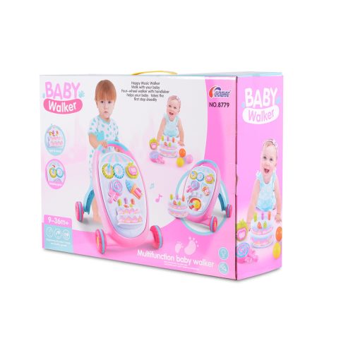 Moni MUSIC BABY WALKER járássegítő sütis PINK