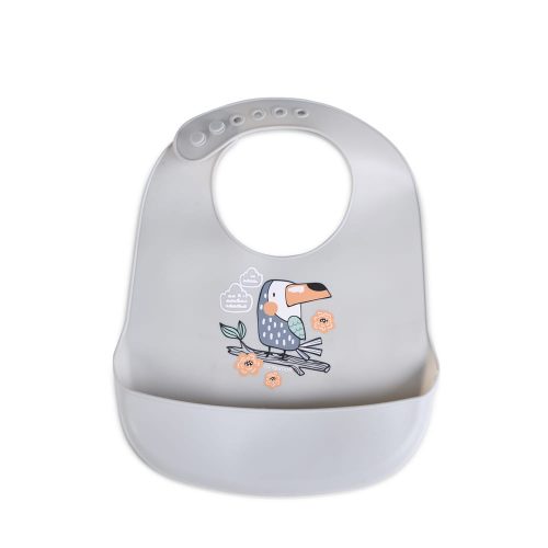 Cangaroo Rooibos szilikon előke szürke madár – Zsebi Baba Shop