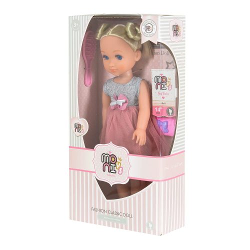 Moni BABA  36 cmes szőke  SZÜRKE/PINK ruhával 