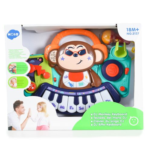 HOLA bébijáték, Majom, zenélő, világító gombokkal és mikrofonnal – Zsebi Baba Shop
