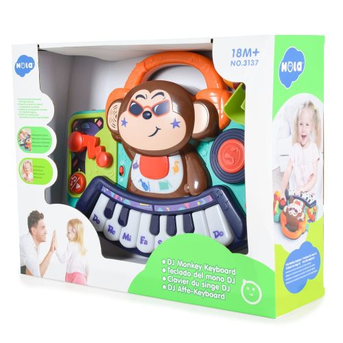 HOLA bébijáték, Majom, zenélő, világító gombokkal és mikrofonnal – Zsebi Baba Shop