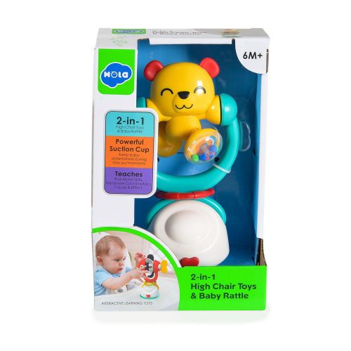 HOLA játék etetőszékre 2IN1 rágóka SÁRGA MACI – Zsebi Baba Shop