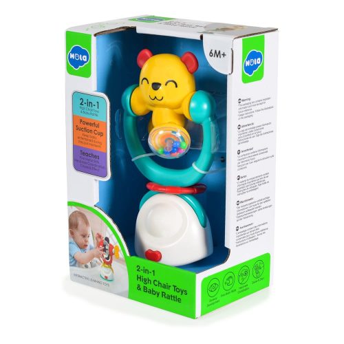 HOLA játék etetőszékre 2IN1 rágóka SÁRGA MACI – Zsebi Baba Shop