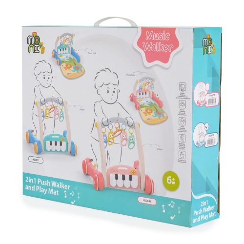 MONI MUSIC WALKER 2in1 járássegítő+játszószőnyeg PINK